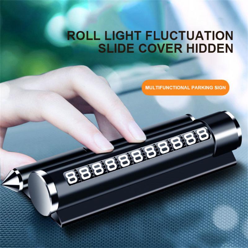 

Interior Decorations Multifunctional Car Safety Hammer Temporary Parking Card Universal Rotate Phone Number Plate Stop Sign Aut