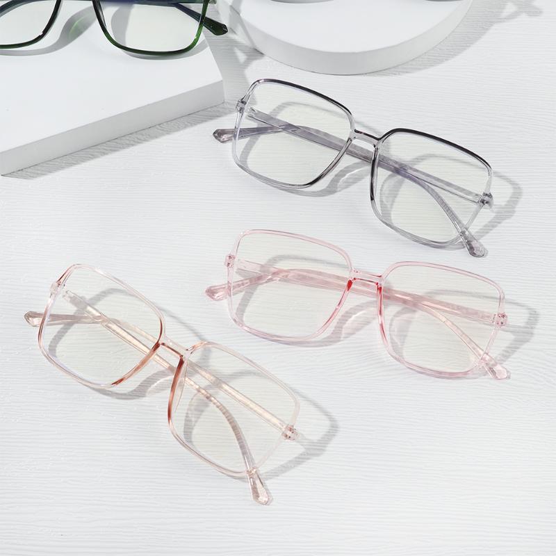 

Sunglasses 1 PC Cute Fashion Portable Anti-Blue Light Glasses For Women Men Vintage Square Big Frame Eye Protection Jelly Color Eyeglasses