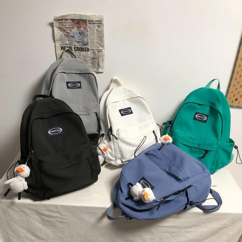 

School Bags Fashion Women's Backpack Solid Color Bag For Girl Woman Travel Backpacks Lady Bagpack University College Student Bookbag, Black