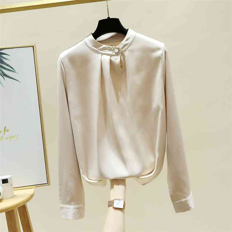 

Autumn Korean Style Office Ladies Long Sleeves Shirt Women's Casual Blouse Shirts A4414 210519, Beige