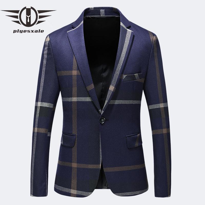 

Men' Suits & Blazers High Quality For Men Brand Clothing Dark Blue Grey Blazer Masculino Slim Fit Casual Suit Jacket 4XL 5XL Plus Size Q197, Gray