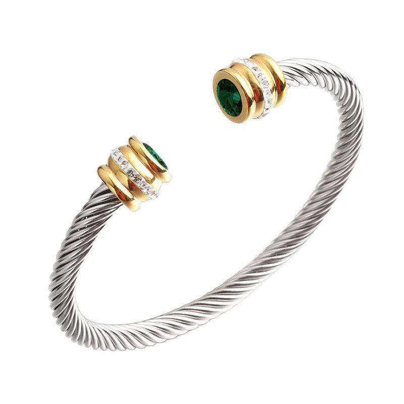 

Bangle Fashion Stainless Steel Colorful Diamond Wholesale Twist Rope Bracelet Goth For Men Items