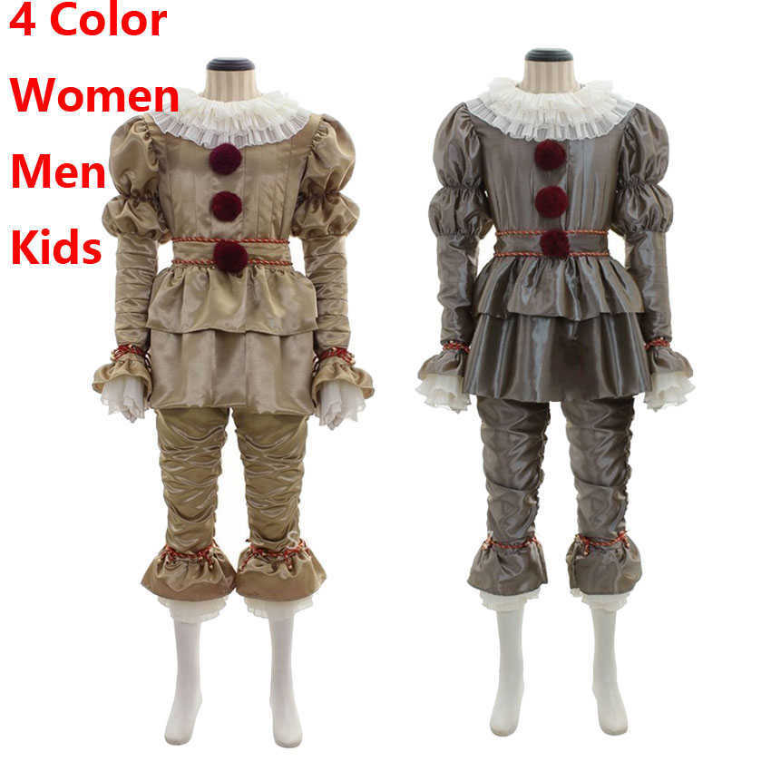 

Halloween Stephen King's It Chapter Two Cosplay Costume Women Men Kids Carnival Party Joker Pennywise Clown Horror Scary Outfit H0828, Color1(women)