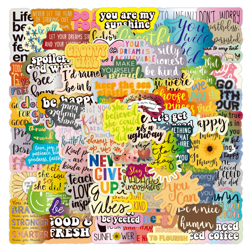 

100pcs/set Inspirational Words Waterproof Stickers for DIY Skateboard Fridge Guitar