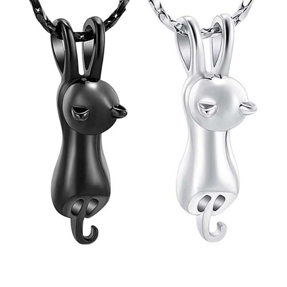 

Stainless steel cat shape cremation pendant necklace,Aashes necklace souvenir, can store animal ashes / hair and other items to commemorate beloved pets
