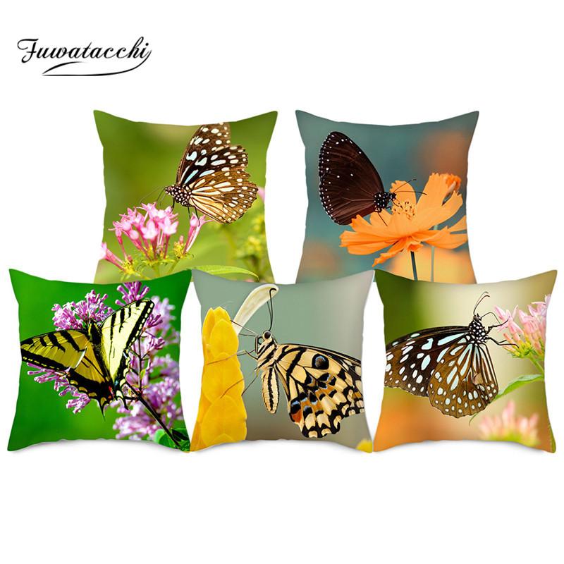 

Fuwatacchi Butterfly Pillow Cover Colorful Cushion For Home Chair Sofa Bed Car Decorative Pillows 2021 Cushion/Decorative
