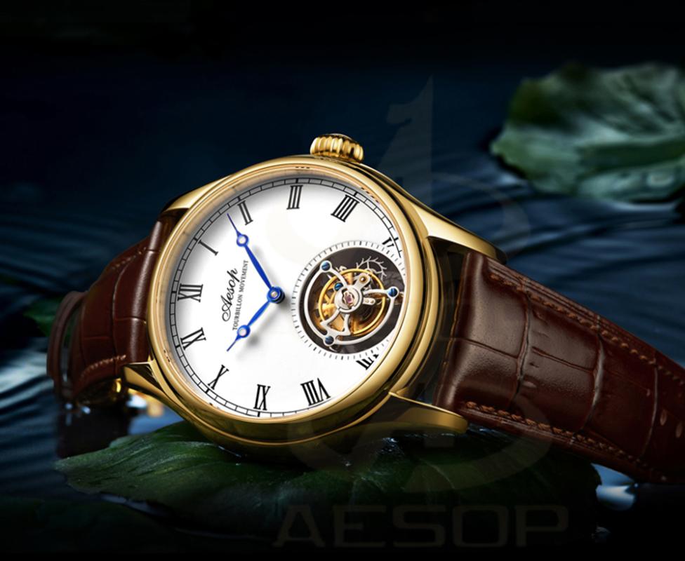 

Skeleton Watch Aesop Tourbillon Bussiness Customization Wirstwatch Chronograph Movement 10Bar Waterproof Sapphire Roman Scale Wristwatches, 7021pbwb