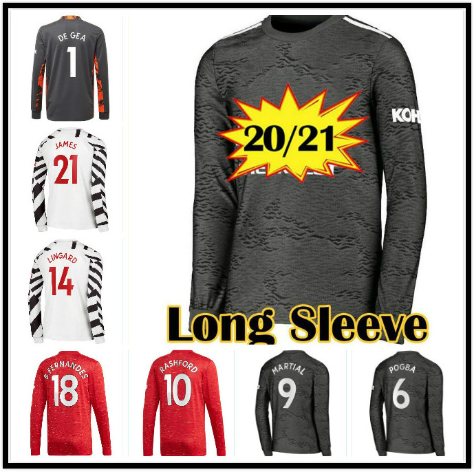 

Long sleeve 20 21 B.FERNANDES soccer jerseys CAVANI MARTIAL RASHFORD FRED football shirts 2021 VAN DE BEEK GREENWOOD, Black;yellow