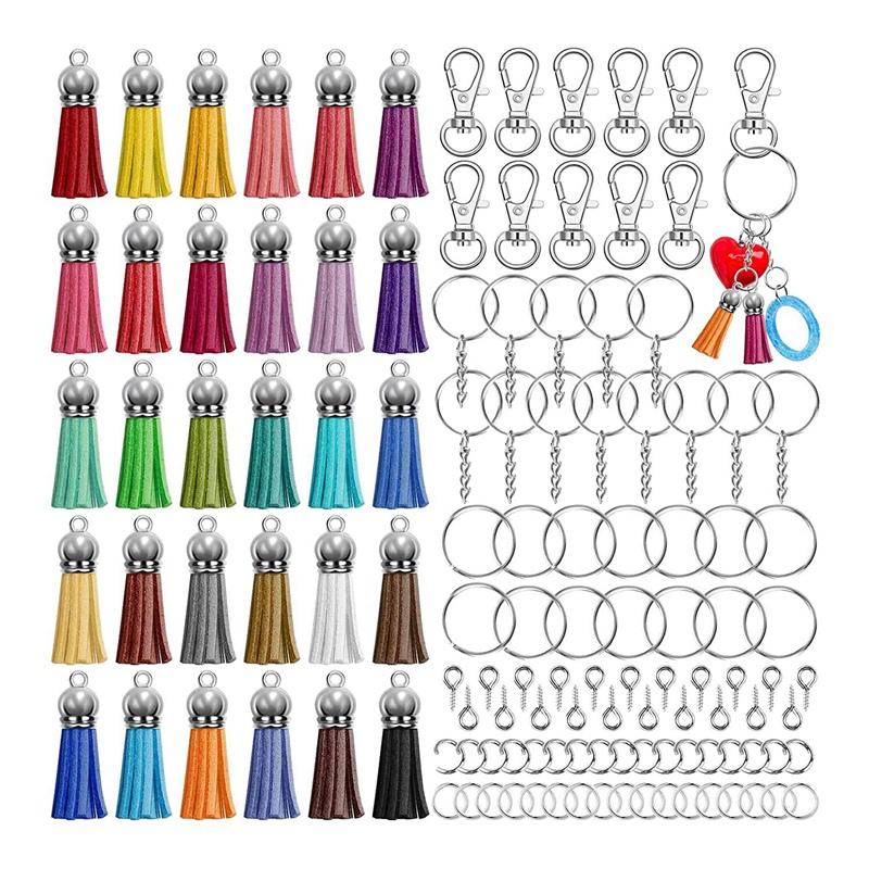

Keychains 270Pcs Keychain Rings For Craft With Tassels,Extender Chain,Jump And Eye Pins,for Making Supplies