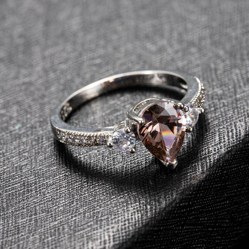 

Wedding Rings Classic Ring For Women With Pink Zircon Stone Prong Setting Romantic Fashion Girls Engagment Anniversary Gift, Slivery;golden