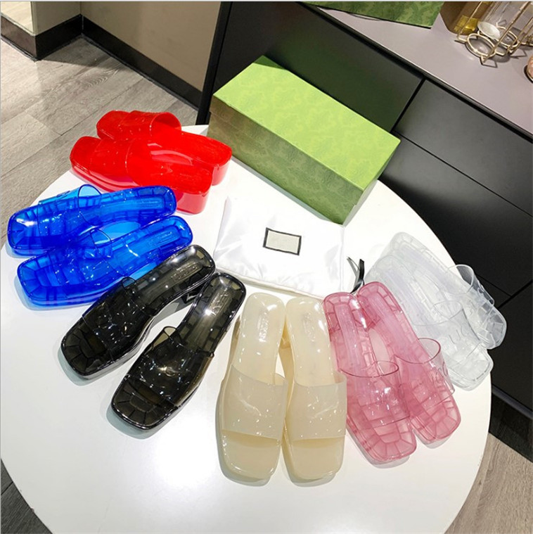 

2021 Summer ladies jelly slippers high-heeled sandals transparent slippers non-slip sandals fashion outdoor breathable shoes size 35 - 41, White