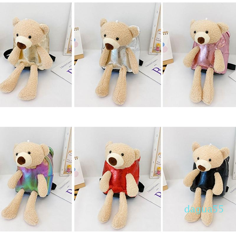 

Cartoon Plush Bear Kids Backpacks Stuffed, Black