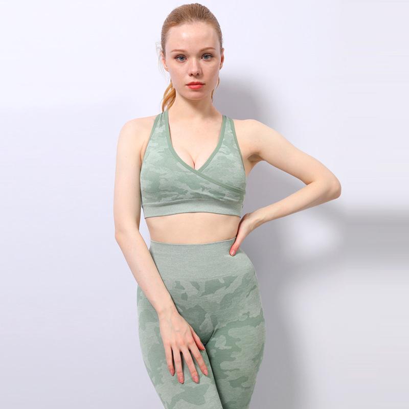 Pcs Camouflage Print Women Seamless Yoga Set Fitness Sportswear Gym Suit Sports Workout Running Clothes Bra+Pants Outfit-image-673855003