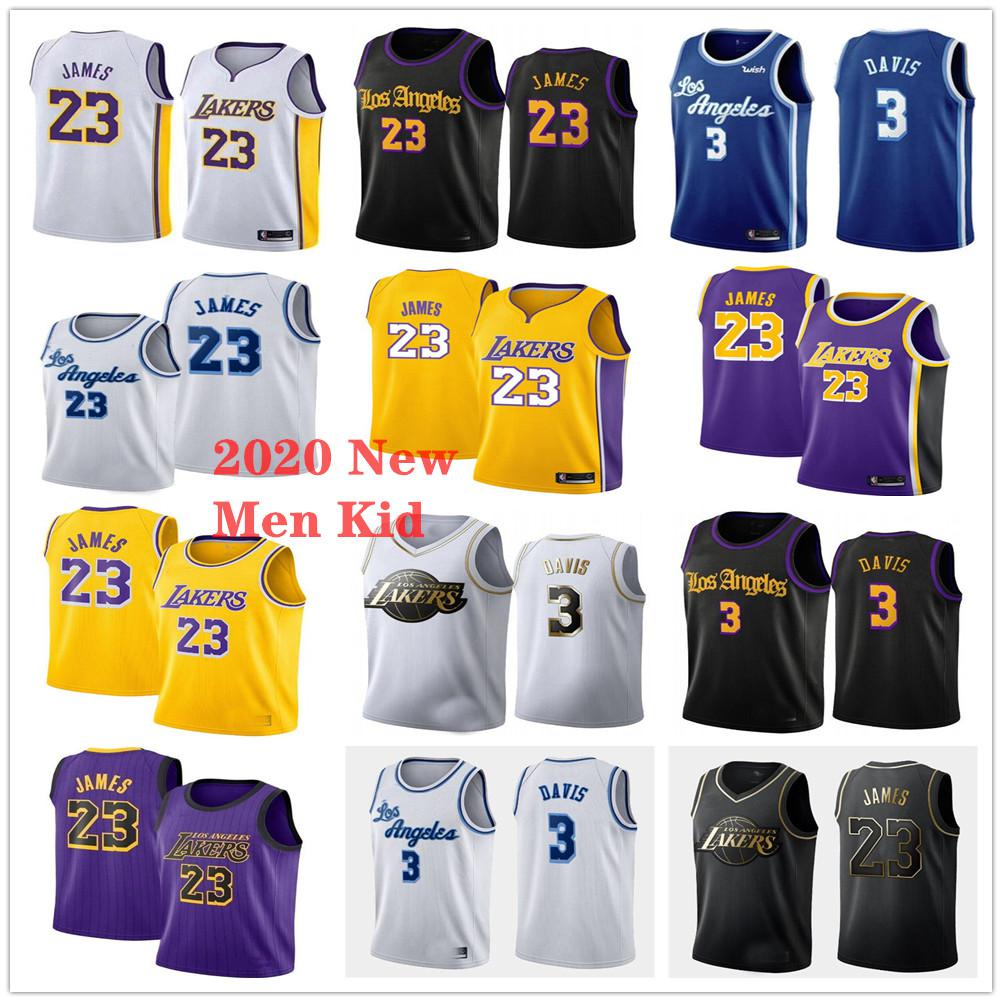 

2020 Men Kids Los Angeles Lakers Kobe 24 Bryant Edition LeBron 23 James Basketball Jerseys Youth Anthony 3 Davis Jerseys, Black;red