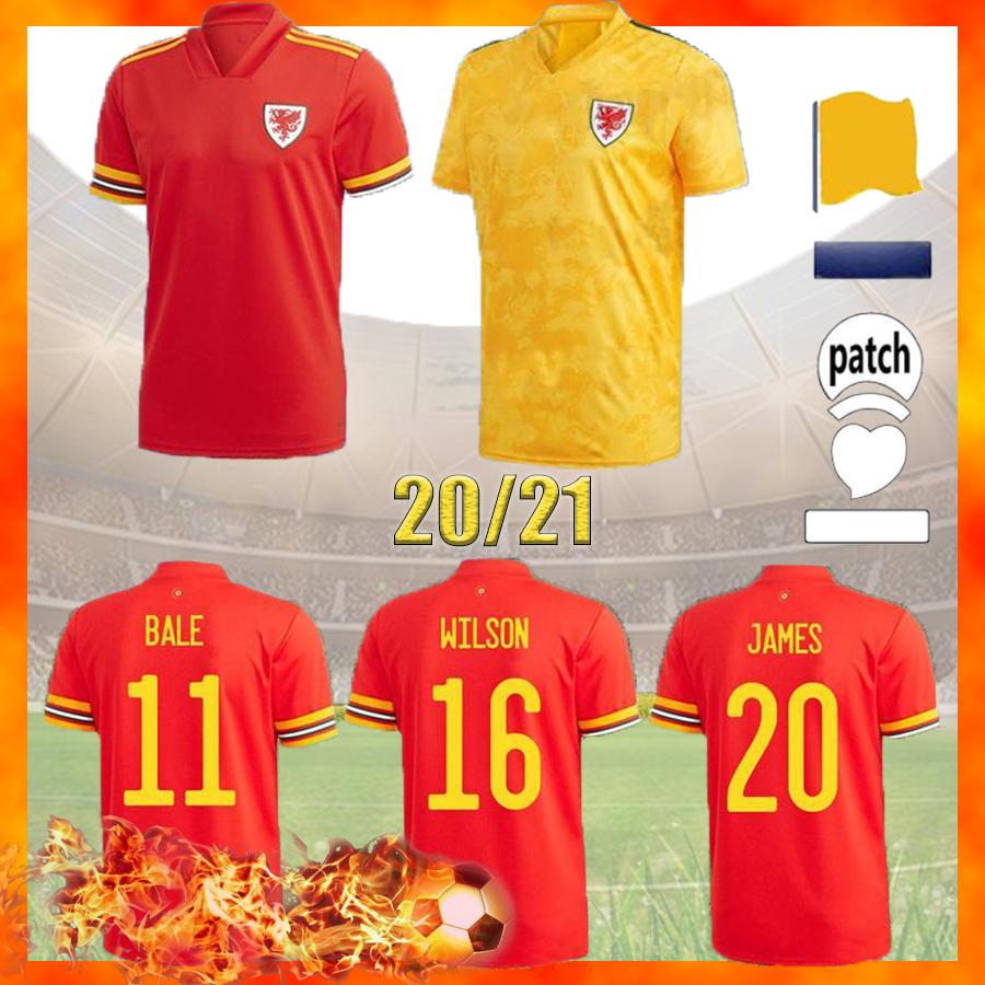 

2021 wales soccer jerseys HOME Away Top quality BALE JAMES RAMSEY maillot de football shirts ALLEN VOKES Camiseta futol Uniform, 2020 home+unl patches