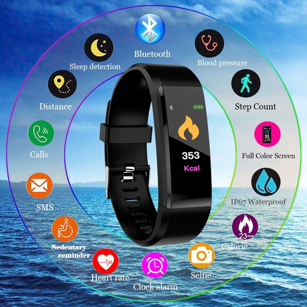 

2021 Top quality 115 Plus Bluetooth Smart Watch Sport Watches Health Heart Rate Fitness Pedometer Bracelet Waterproof Men Wristband ups dhl