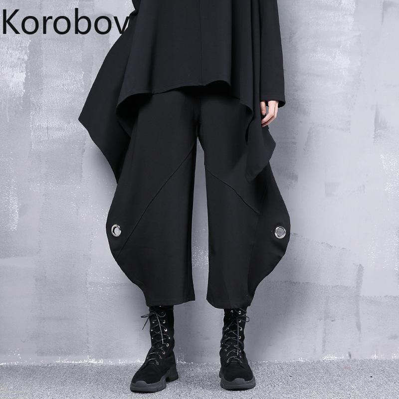 

Women's Pants & Capris Korobov Women Trousers Korean Streetwear Black Straight High Waist Vintage Oversize Harajuku Joggers 79571