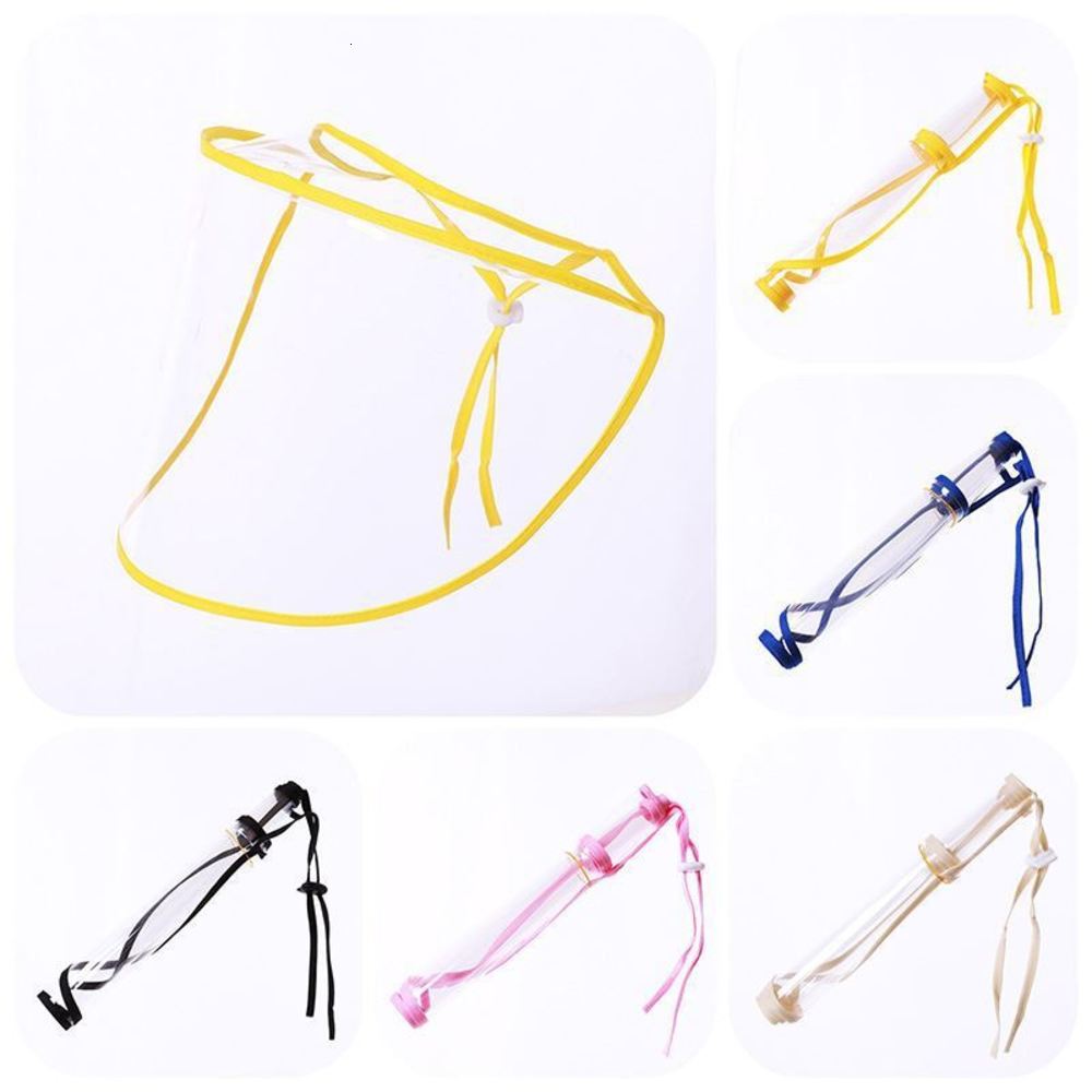 

Children adult protective mask transparent droplet Headcover detachable male and female folding isolation fisherman's hat, Yellow