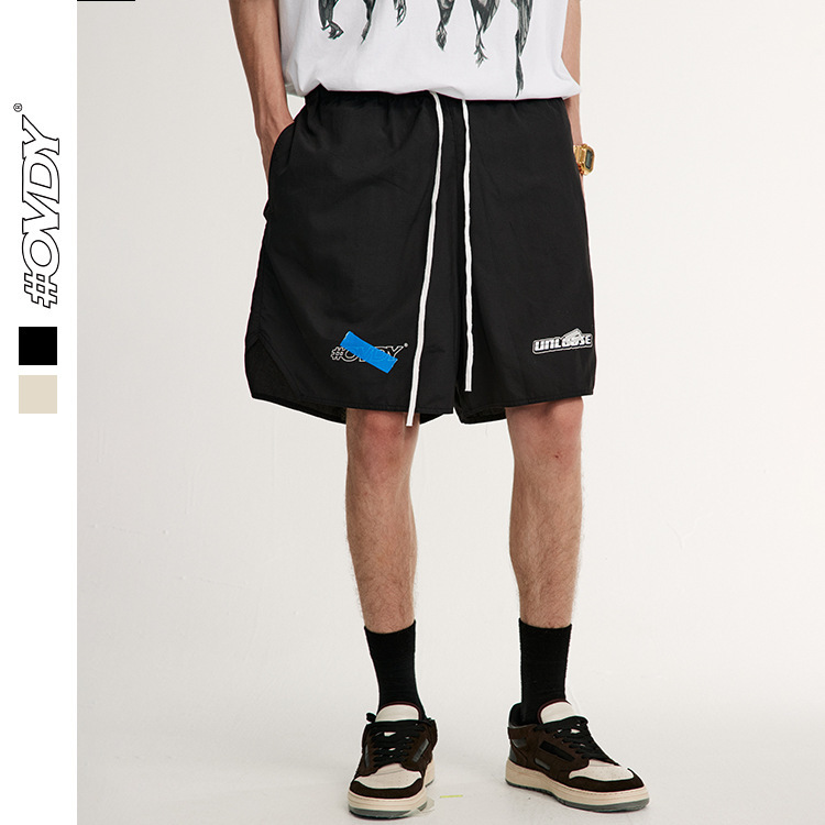 

wxwovdy men's wear 2021 spring and summer new street fashion simple solid color loose casual versatile drawstring shorts men's wea, White;black