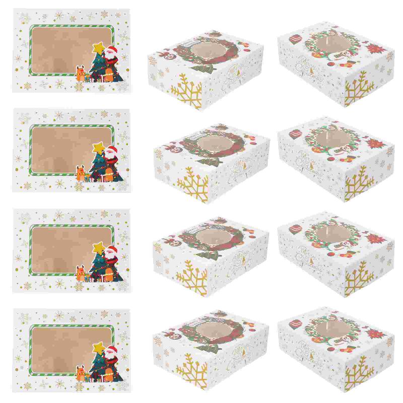 

Christmas Decorations 12Pcs Muffins Cake Boxes Paper Cupcake Package With Window
