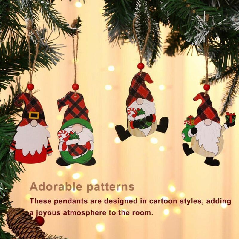 

Christmas Decorations Navidad Year 2022 Gift Tree Gnomes Wooden Pendants Ornaments Xmas For Home Noel Decor D1i5