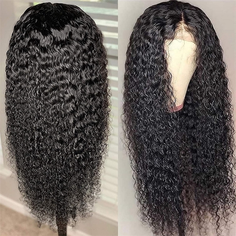 

black . small split corn hot long curl wig set with chemical fiber winding tube