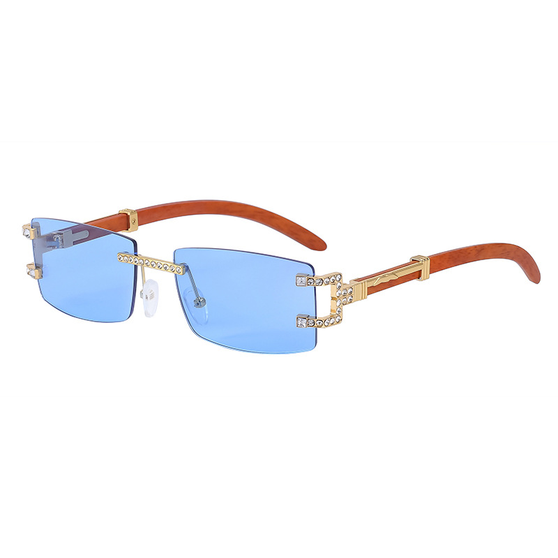 

red fashion sport sunglasses diamond for men unisex mens women rimless new retro imitation wooden leg ladies frameless men trendy square glasses Outdoor Mixed Color