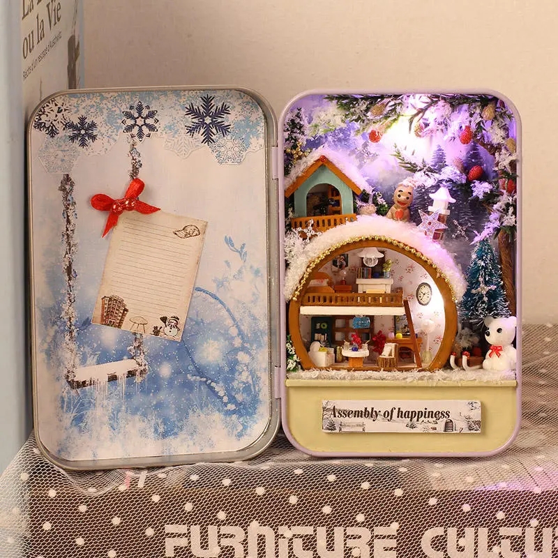 

DIY Tin Box Bags Secret Dollhouse With Light Gift Home Office Decor