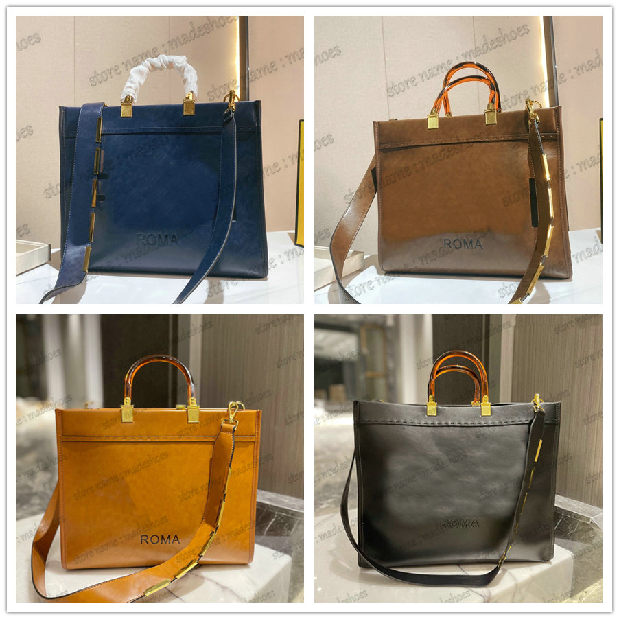 

Women's Brown Shoulder Bag Medium Sunshine Shopper Debossed Leather Tote Top Handle Bags Luxurys Deisgner Pad Handbag Womens Designers CrossBody