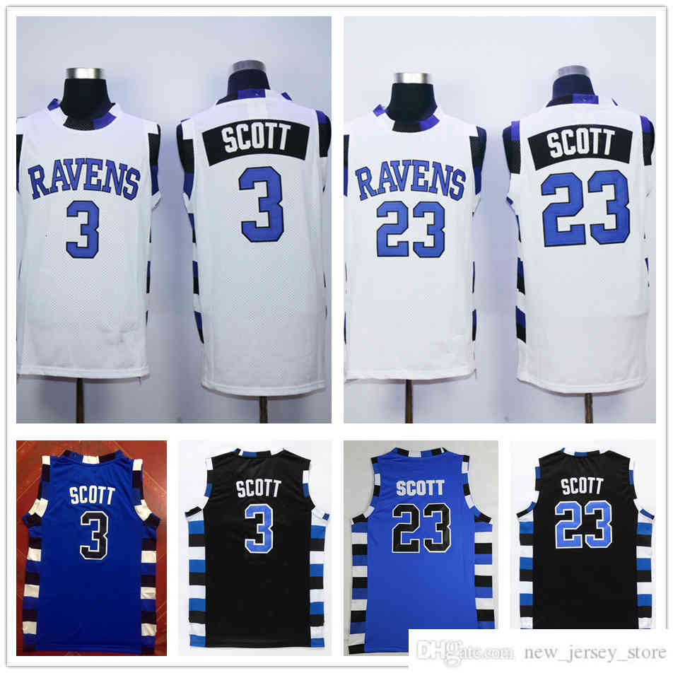 

The Film Version of One Tree Hill 3 Lucas Scott Jersey Blue Black White 23 Nathan Scott Double Stitched Mesh Basketball Jerseys