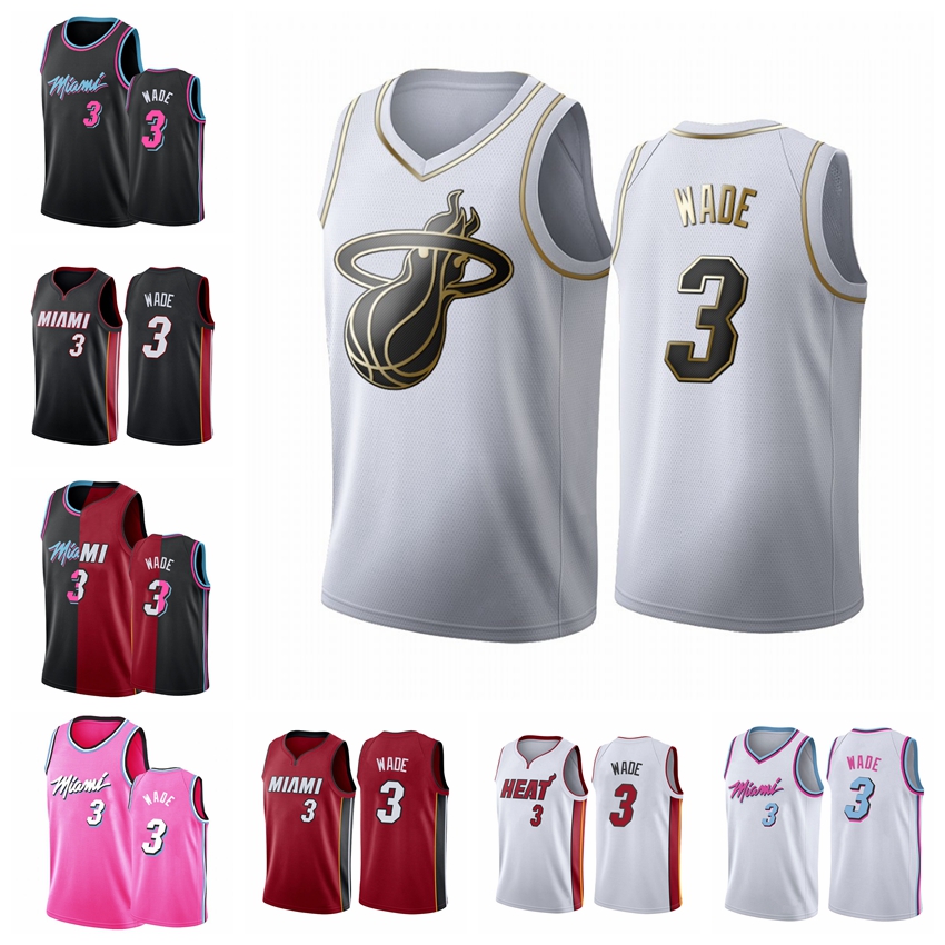 

Miami Heat MEN Dwyane Wade #3 City Vice Night Basketball Jersey, Black