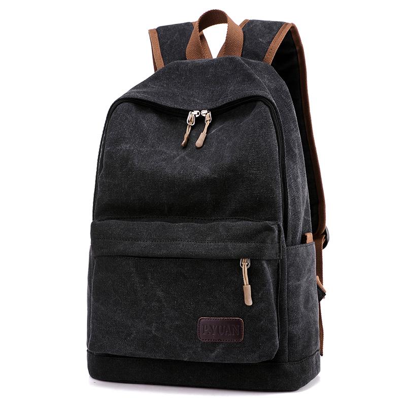 

Backpack Men's Canvas Casual Travel Fashion Wild Retro School Bag, Dark grey