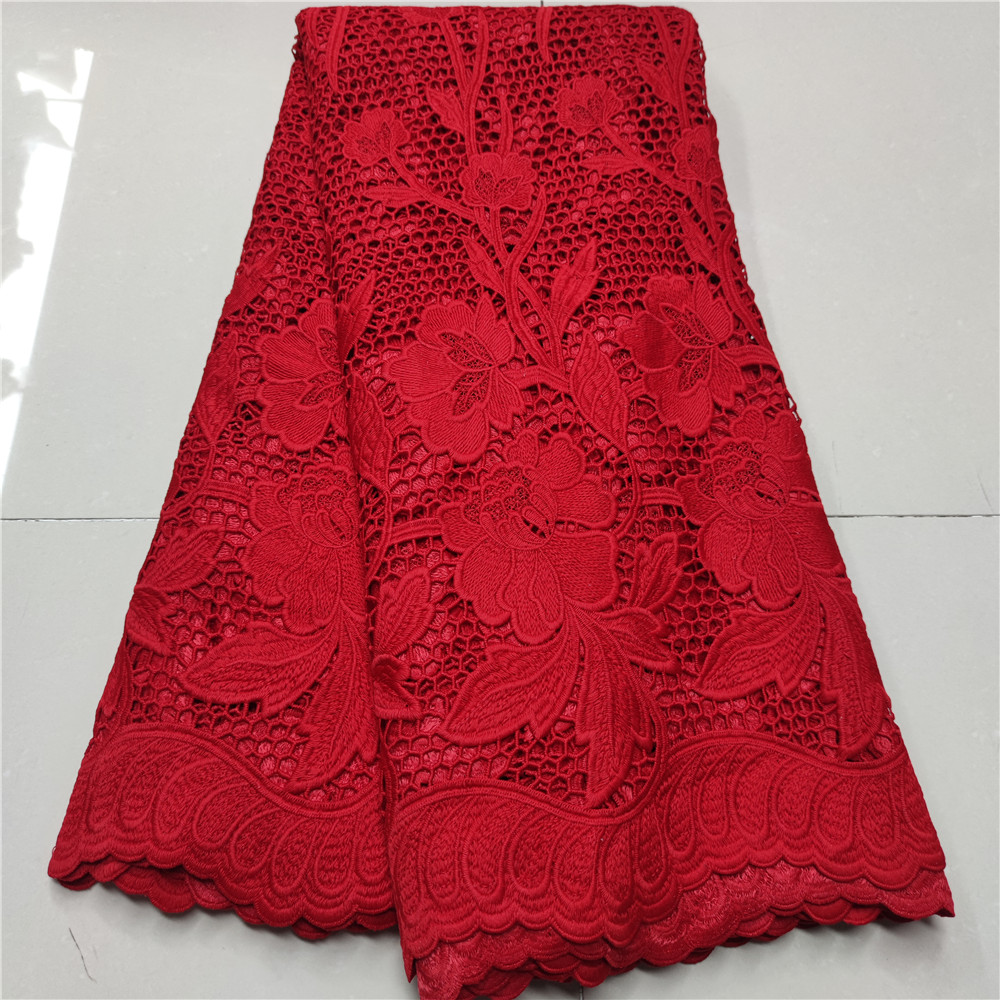 

French Guipure 5 Yards African Lace Fabric 2021 High Quality Nigerian Fabrics For Wedding Dress