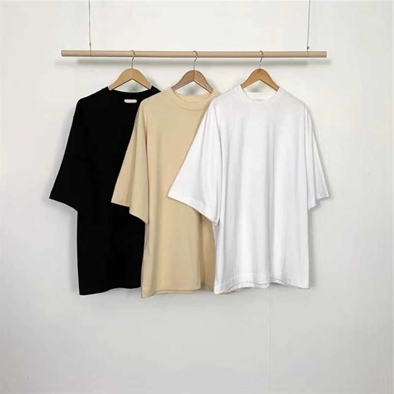 

VANOVICH Korean Style T Shirts Women Summer Solid Color Wild Cotton Ladies Round-neck Casual Clothing 210615, Black