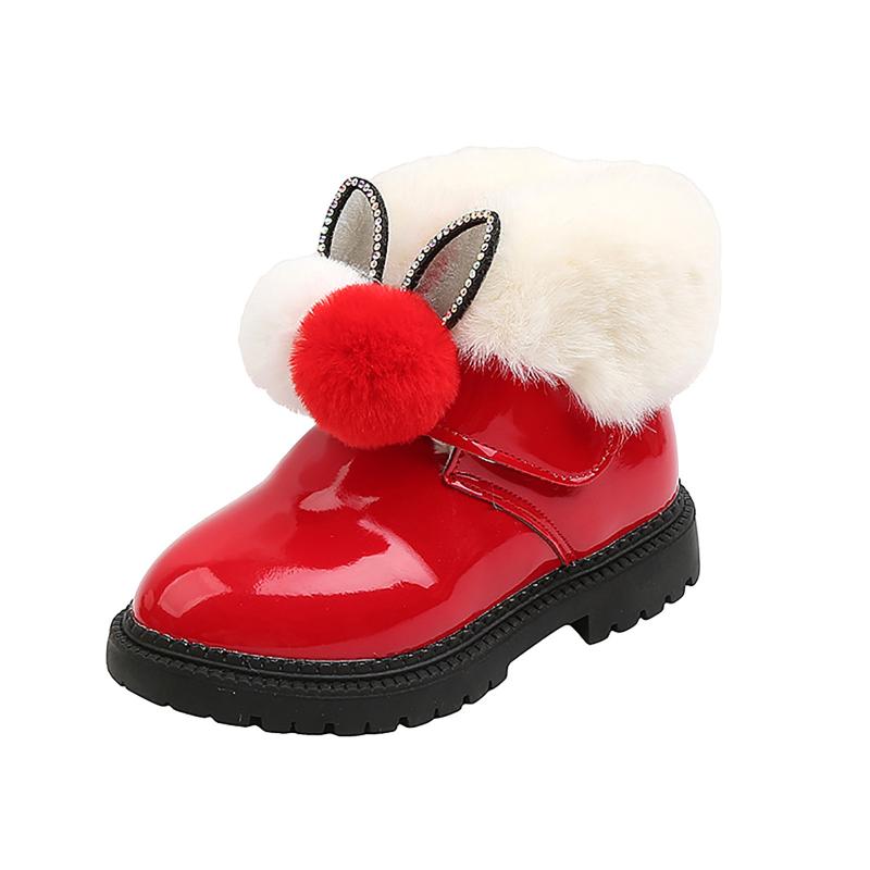 

First Walkers Kids Baby Girls Warm And Comfortable Shoes Princess Shoe Fashion Hairball Cotton Boots Snow Soft