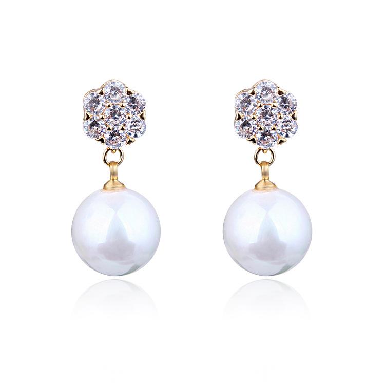 

Dangle & Chandelier 2021 Fashionable Korean 925 Silver Stud Earrings Round Pearl Long Personality Lady Accessories