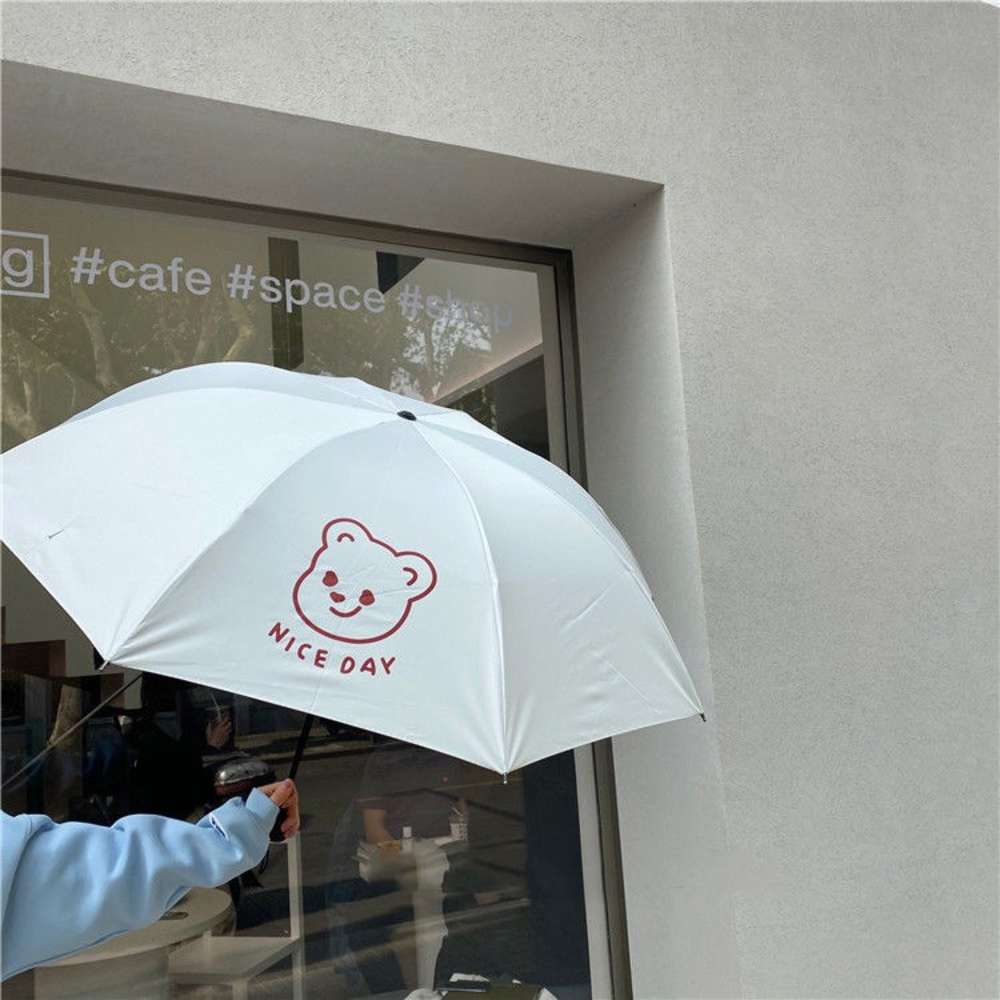 

Summer bear folding umbrella female lovely sun ultraviolet sunny and rainy Black Gel sunscreen couple