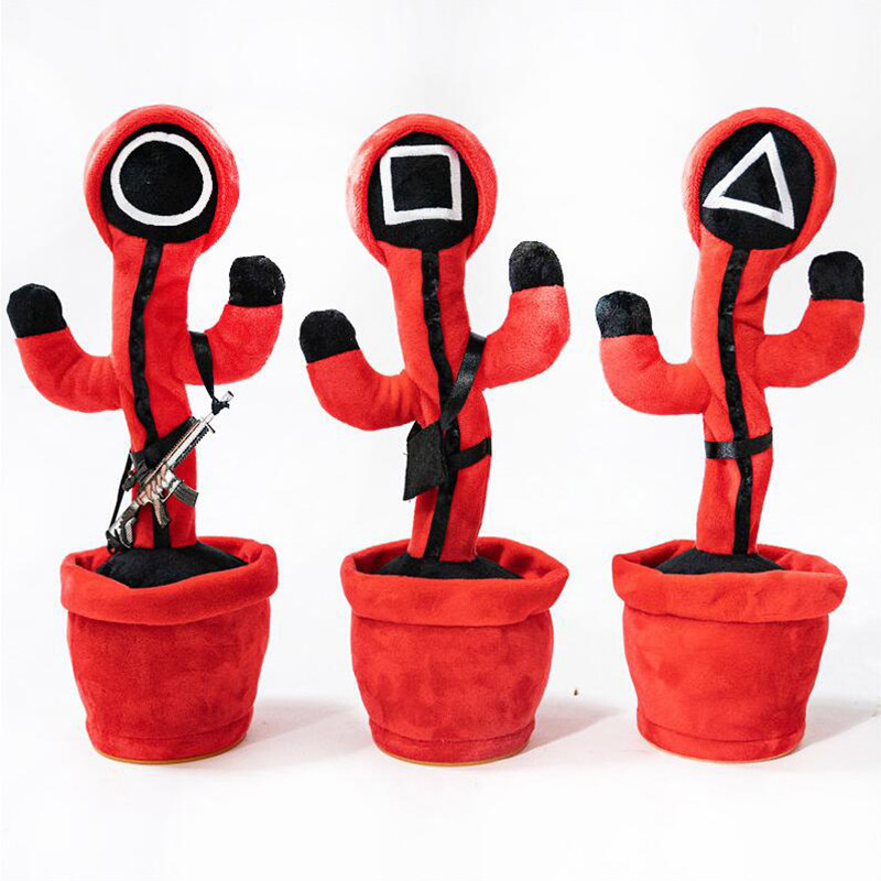 

10% christmas party favor squid game dancing singing cactus talking plush doll usb charging soft plushes ornaments children kids halloween g