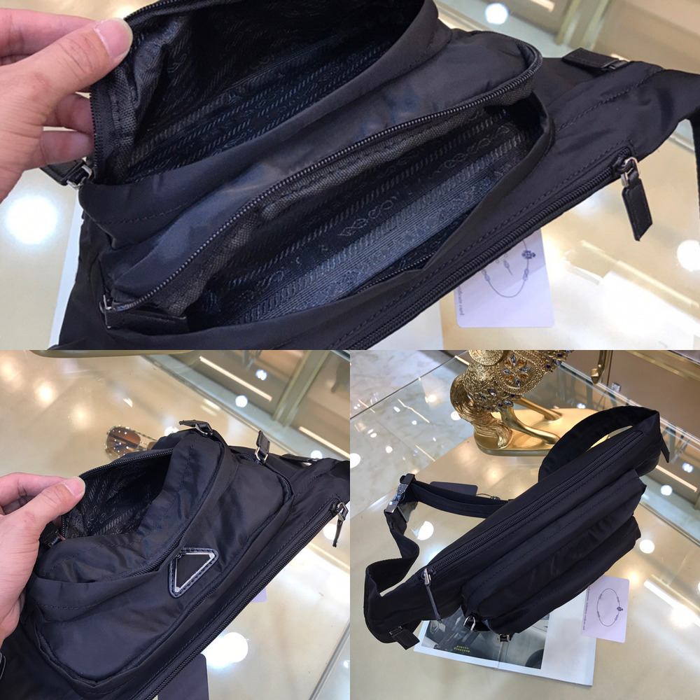 

nylon Latest High waterproof quality canvas travel bags large capacity backpack Oxford spinning fashion retro men's Waist bag, Black