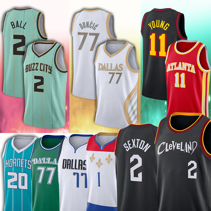 

Collin 2 Sexton 20 Gordon Basketball Jerseys LaMelo Hayward Ball 1 Zion 77 Luka Williamson Doncic Jersey Mens 2021, Black;red