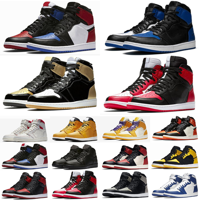 

Basketball Shoes 1 University Blue Hyper Royal Twist Chicago Men 1s Mid Milan Digital Pink Sail Patent Bred Toe women Court Purple Sneakers, As photo 1