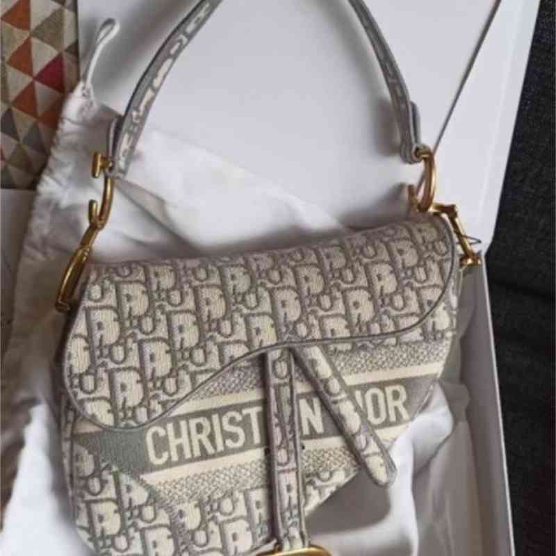 

Luxurys Designer Christian Handbags Spring and Summer Canvas Gray Old Flower Saddle Bag Underarm Bag Handbag Women's Bag, One size