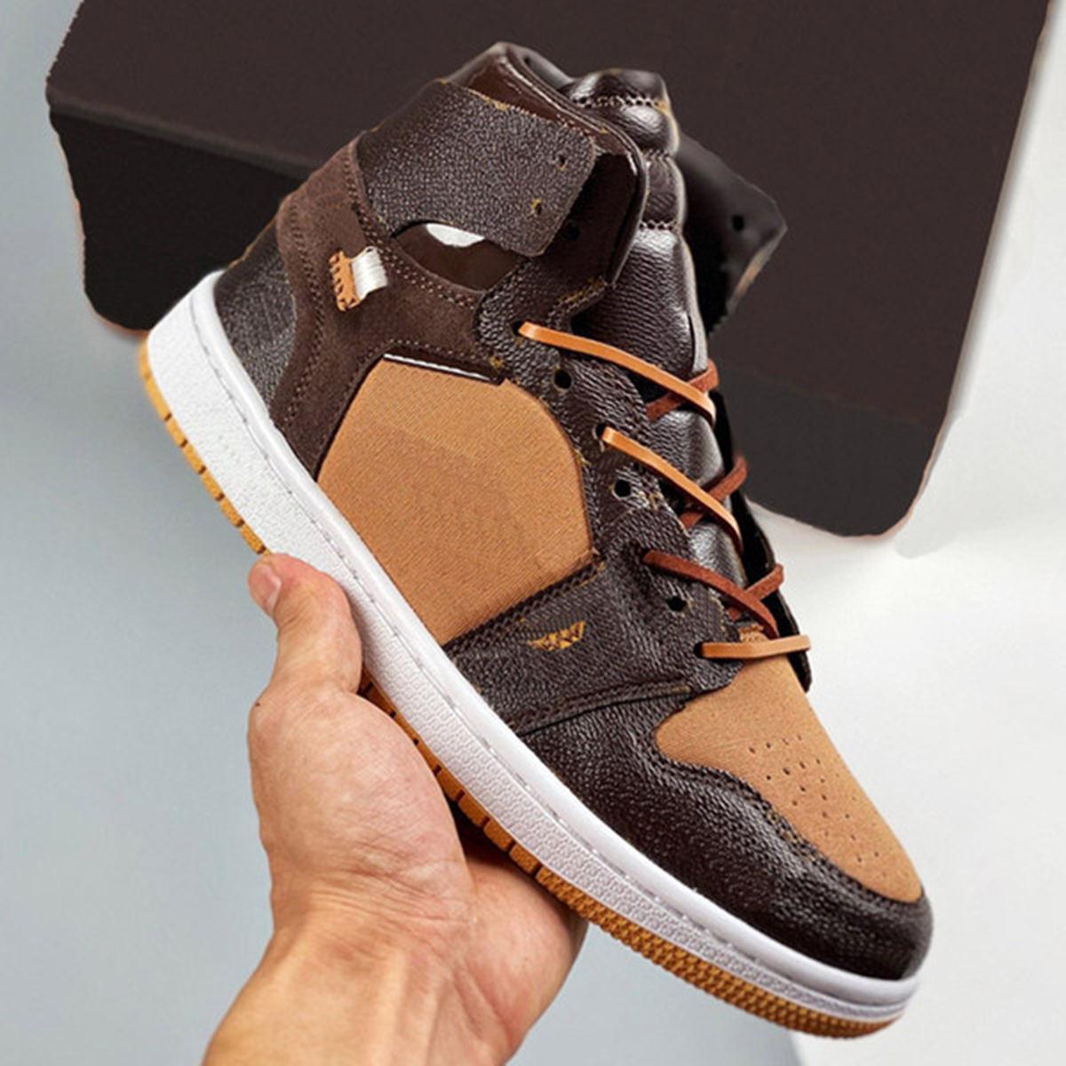 

2021 men women off real shoes leather good quality release offs 1 sneakers white 1S Man authentic basketball floral print size 36-46, Top quality