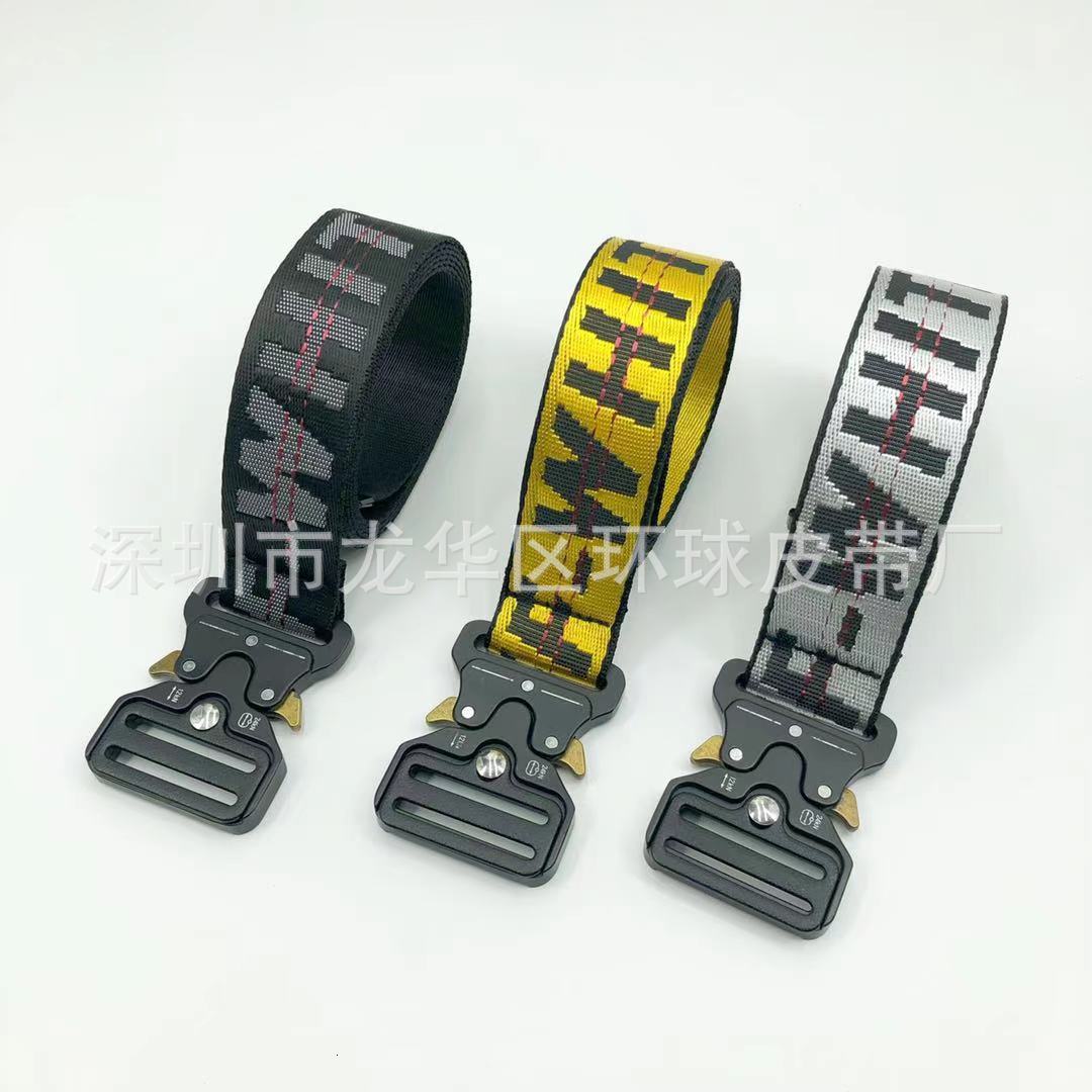 

Belt Fashion Off Tactics Vs. Buckle Canvas Simple Thick Button Hip Hop Industrial Style RibbonUJB7, Black