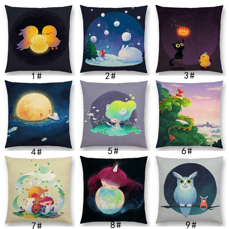 

Arrival Colorful Dream Cute Cartoon Warm Earth Lovely Animals Linen Cushion Cover Home Decor Car Sofa Throw Pillow Case Cushion/Decorative