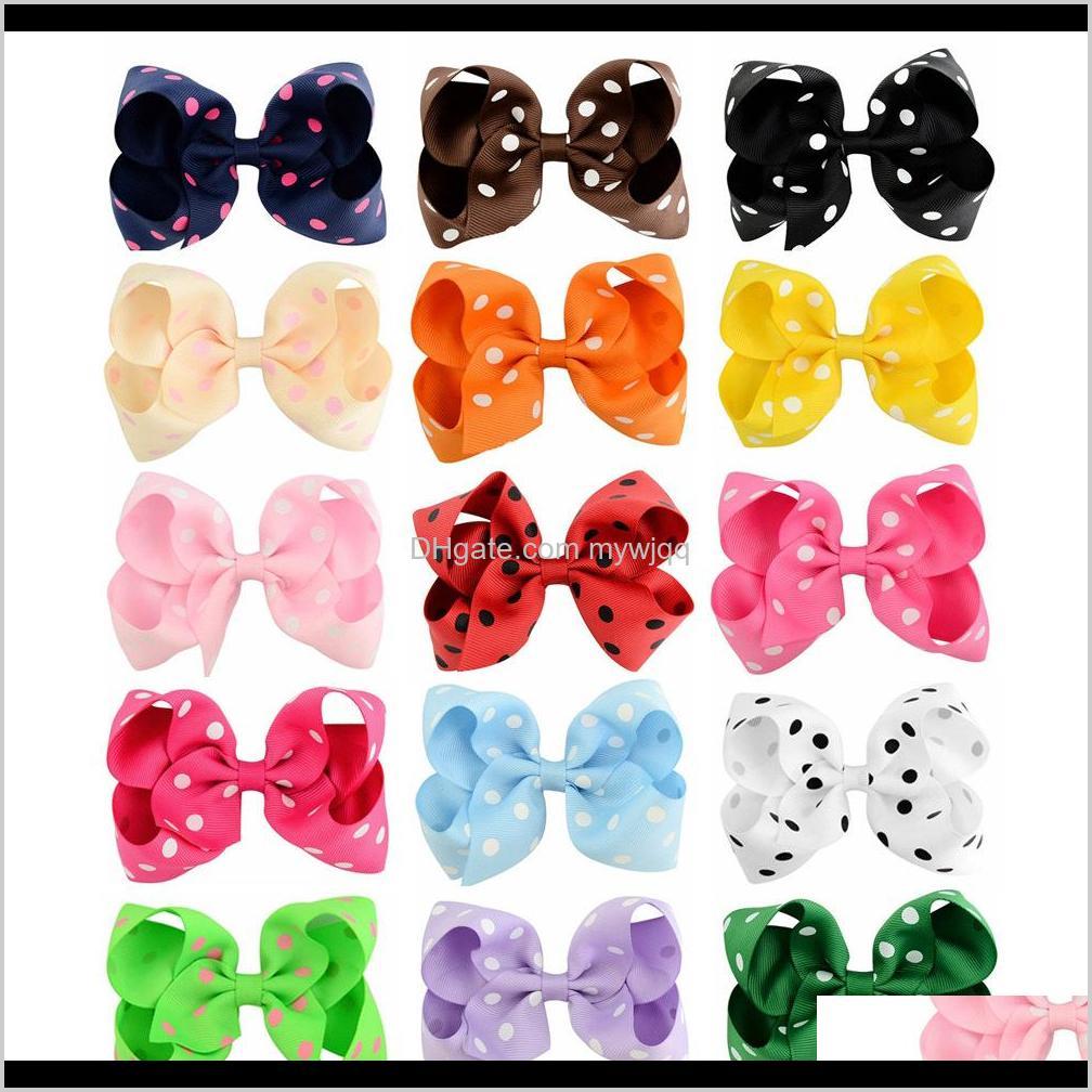 

Baby Girls 45 Inch Polka Dot Grosgrain Ribbon Hairbows Boutique Bow Hairclips Hairpins Barrettes Kids Beautiful Huilin Hn Uinky, Slivery;white