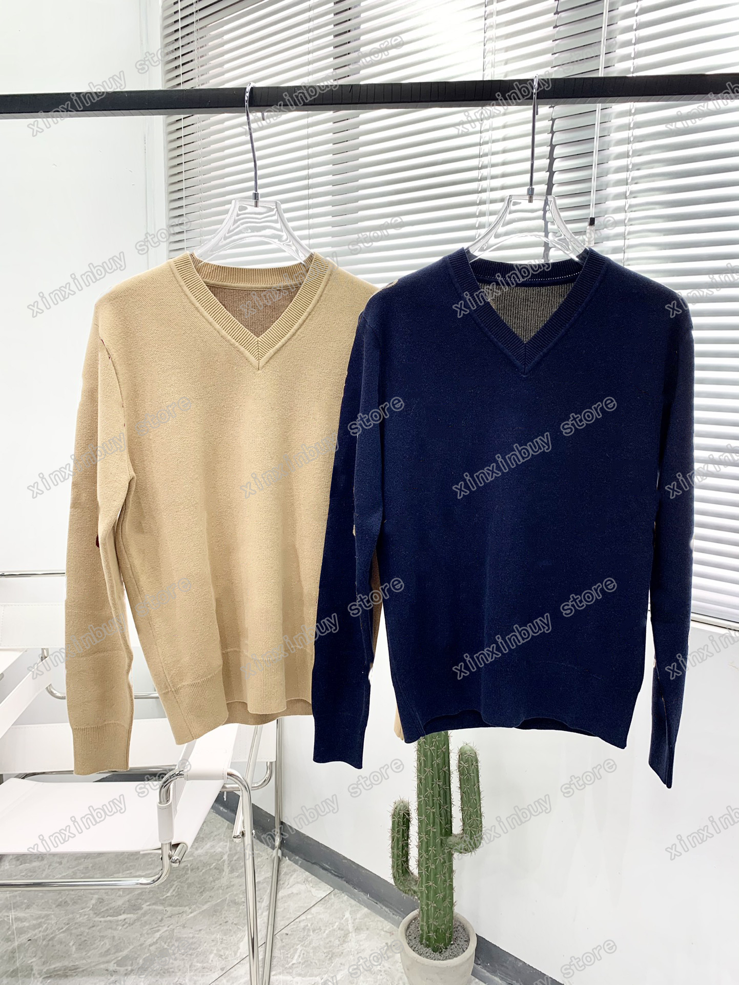 

22ss Designers Sweaters Mens Womens Jacquard Double letter Man Paris Tee Top Quality Tees Street long Sleeve Pullover navy blue Khaki S-2XL