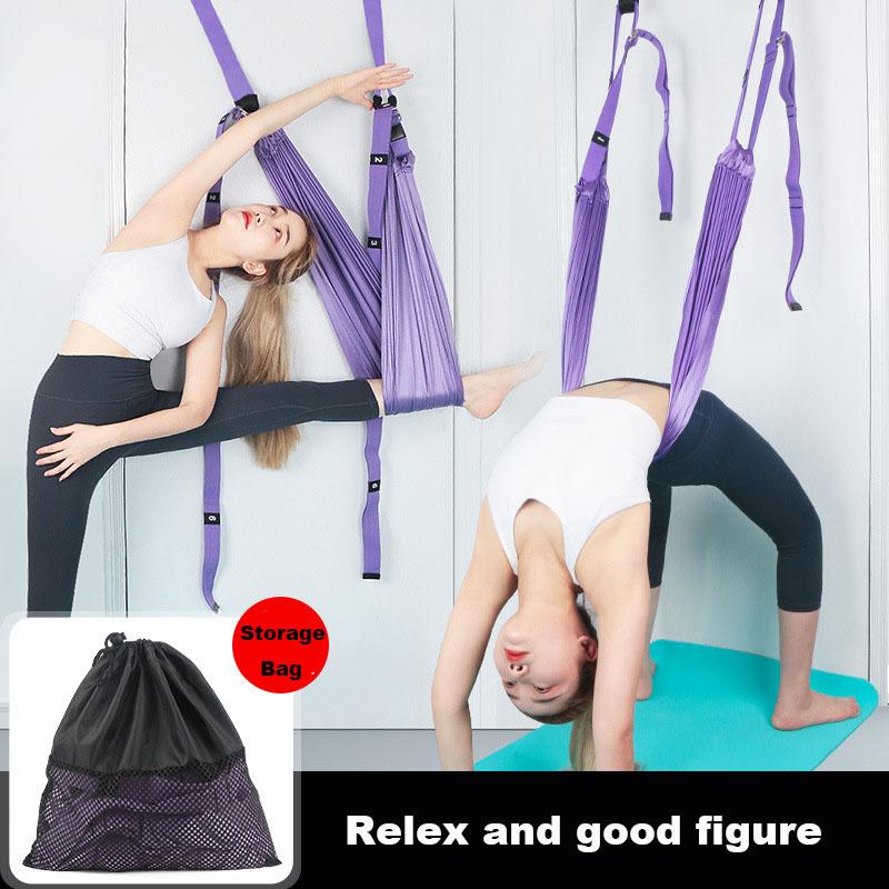 

Adjustable Yoga Strap Hammock Swing Stretch Anti-Gravity Inversion Exercises Multi-layer Belt Workout Flexibility Train Indoor