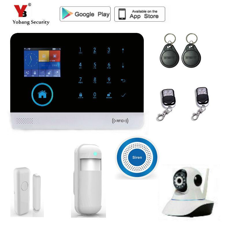 

Yobang Security Wireless Wifi GSM Home Alarm Protection GPRS System APP Control With Indoor IP Camera Systems
