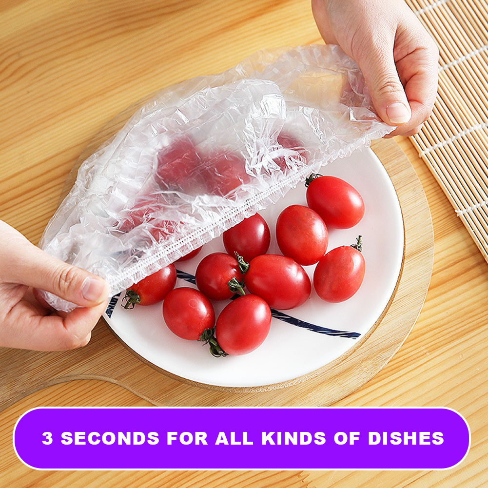 

100pcs Bulk Food Storage Disposable Packaging Thick Cling Film Covers Transparent Household Refrigerator Food Fruit Preservation Fresh-keeping Bag